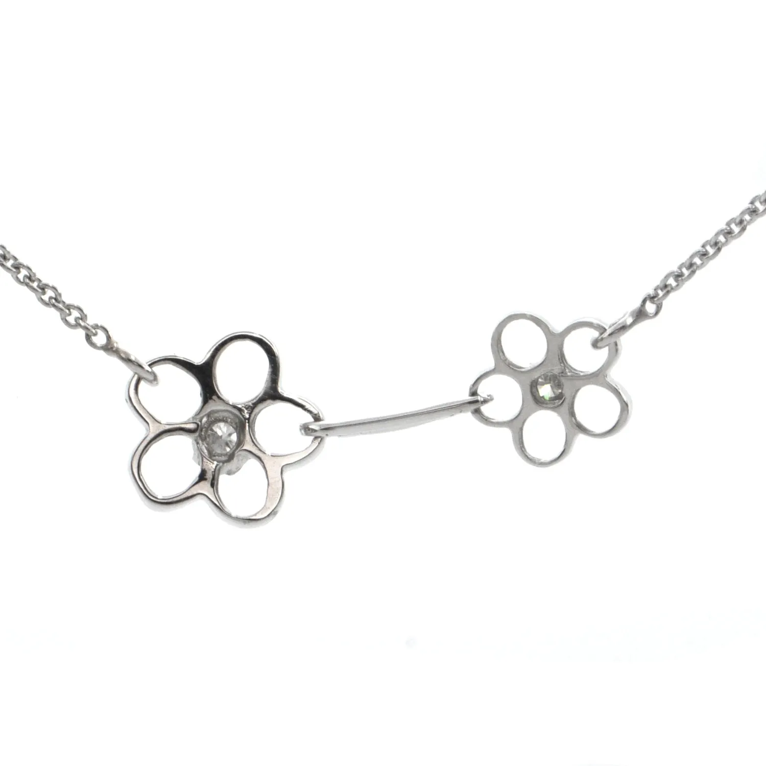 0.15CT Diamond Daisy Flower 18K White Gold Necklace