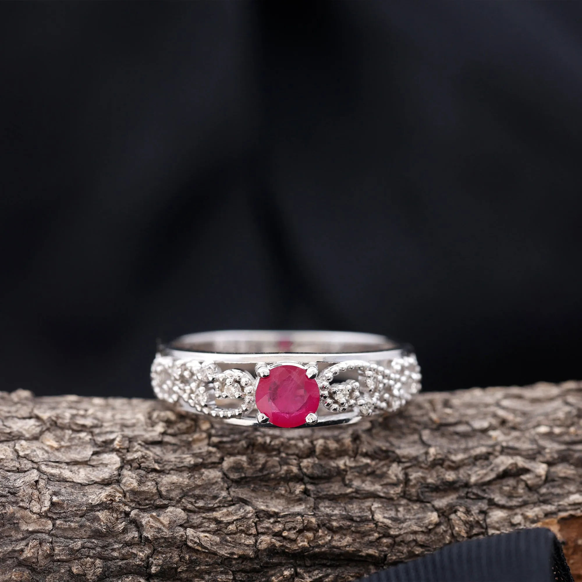 0.75 CT Ruby Antique Engagement Ring with Diamond