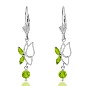 0.8 Carat 14K Solid White Gold Queen Bee Peridot Earrings