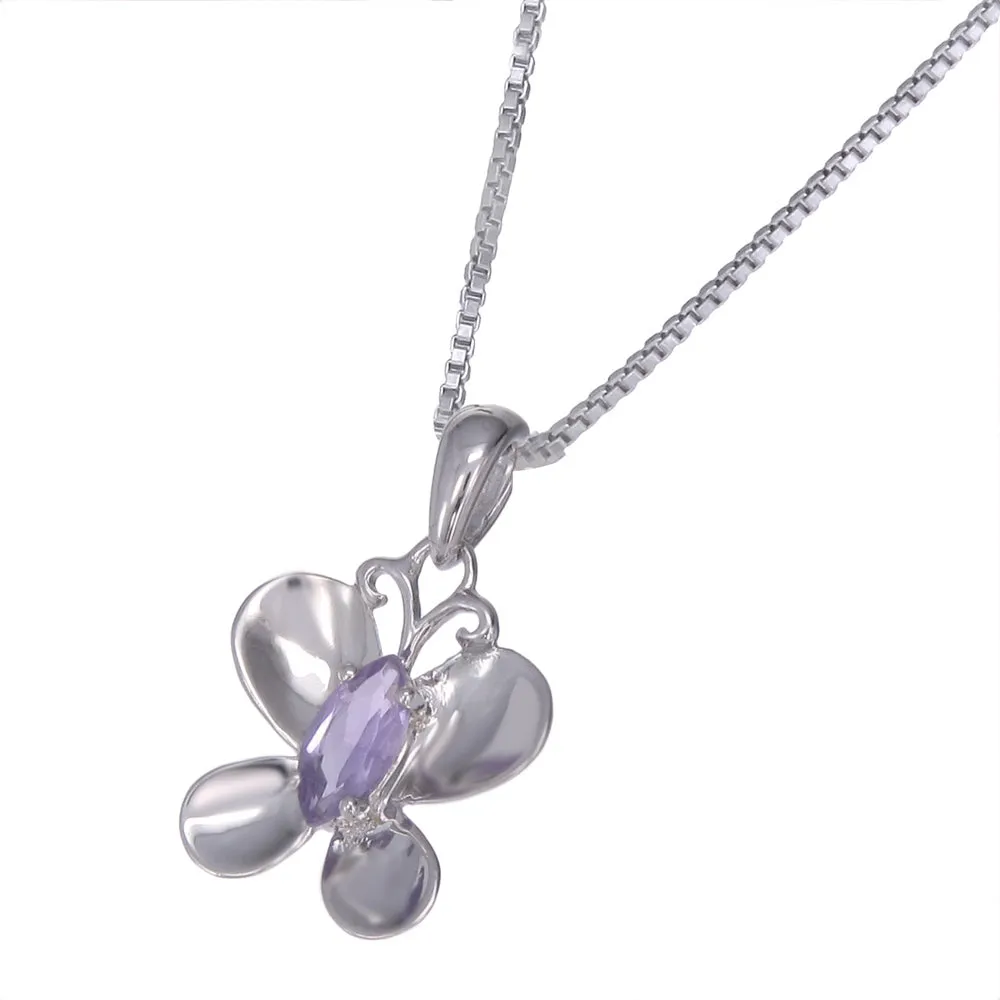 0.90 cttw Purple Amethyst Pendant Necklace .925 Sterling Silver 9x6 MM Marquise