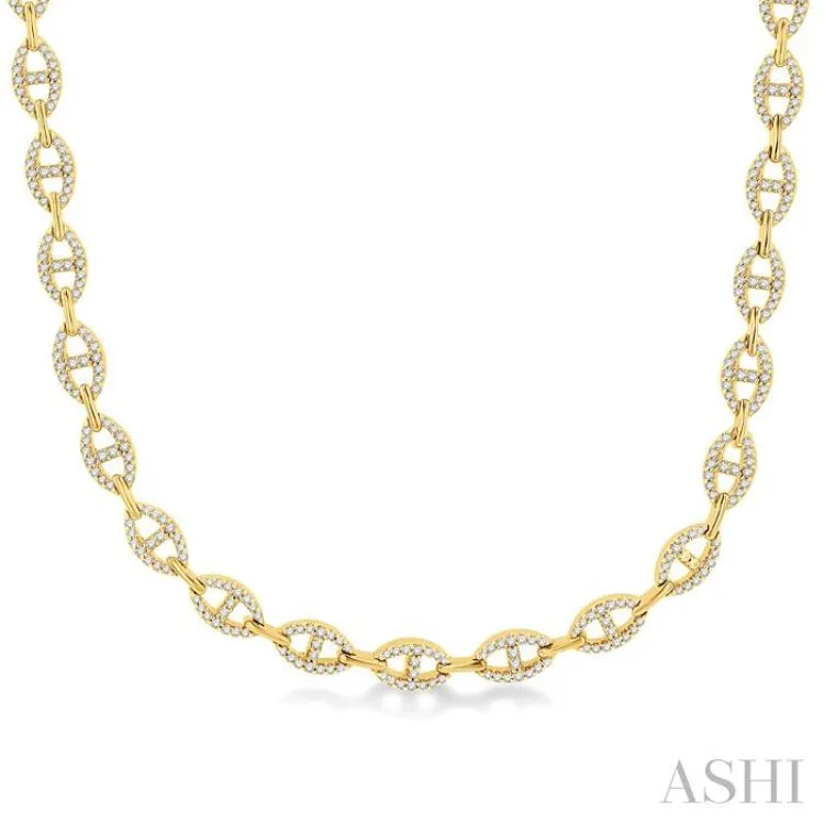 1 1/2 Ctw Divided Open Link Round Cut Diamond Necklace in 14K Yellow Gold