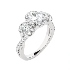 1 5/8 ctw Oval Three Stone Lab Grown Diamond Ring