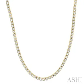 10 ctw Round Cut Diamond Tennis Necklace in 14K Yellow Gold