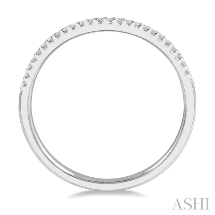 1/10 ctw Arched Center Round Cut Diamond Wedding Band in 14K White Gold