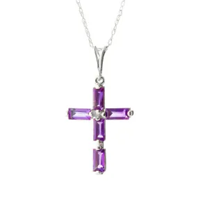 1.15 Carat 14K Solid White Gold Faith Completion Amethyst Necklace