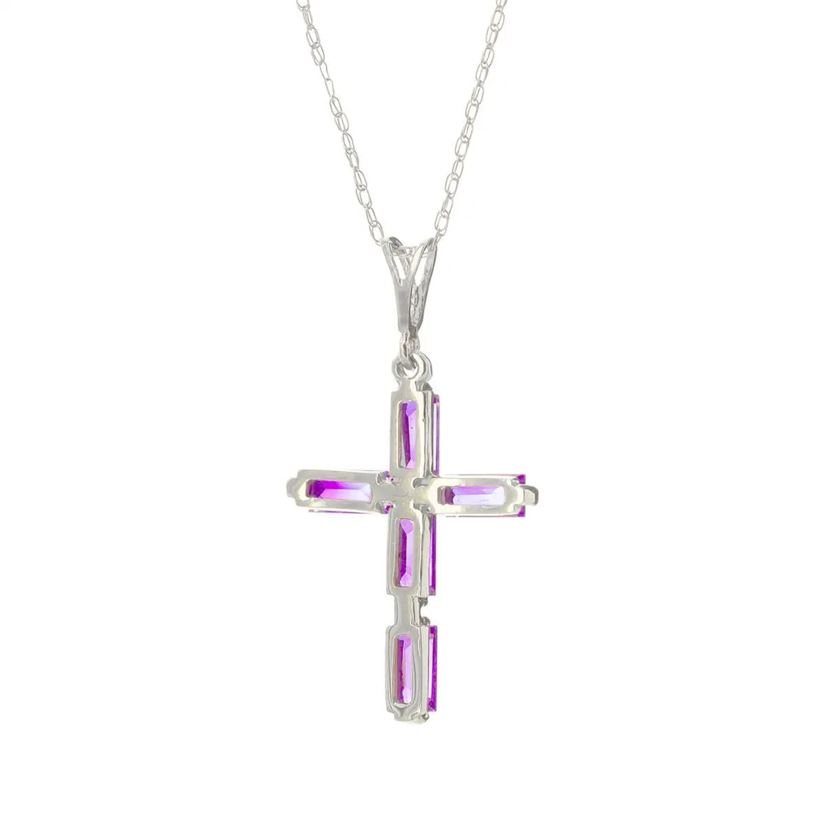 1.15 Carat 14K Solid White Gold Faith Completion Amethyst Necklace