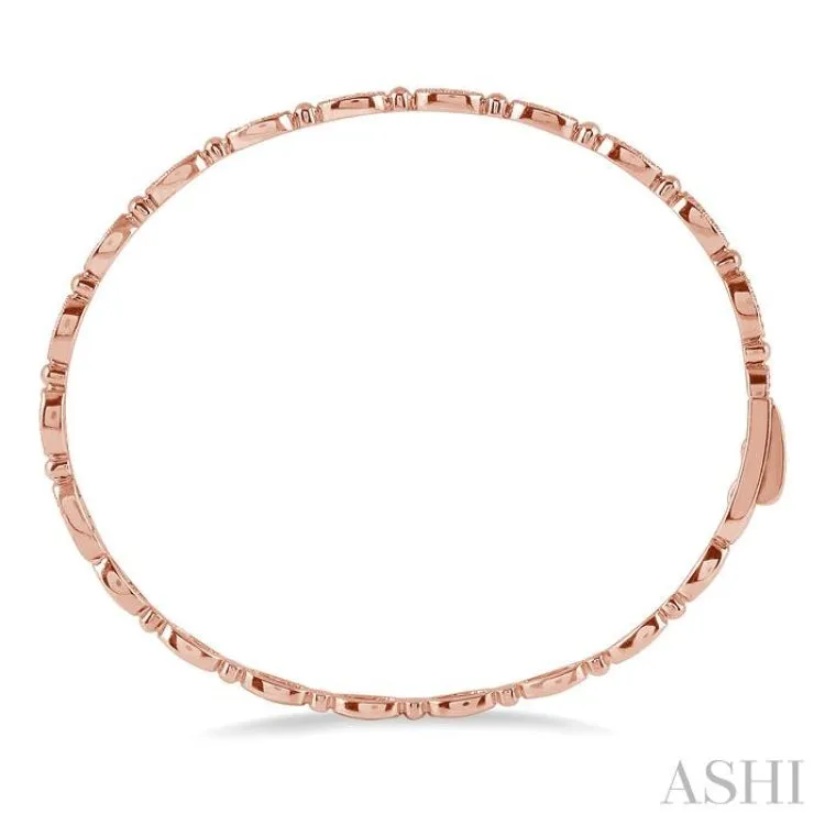 1/4 ctw Oval Mount Round Cut Diamond Stackable Bangle in 14K Rose Gold