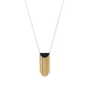 14 Karat Gold Plated Black Onyx and Fringe Necklace