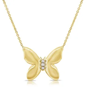 14k Gold 0.02Ct Diamond Butterfly Necklace, available in White, Rose and Yellow Gold