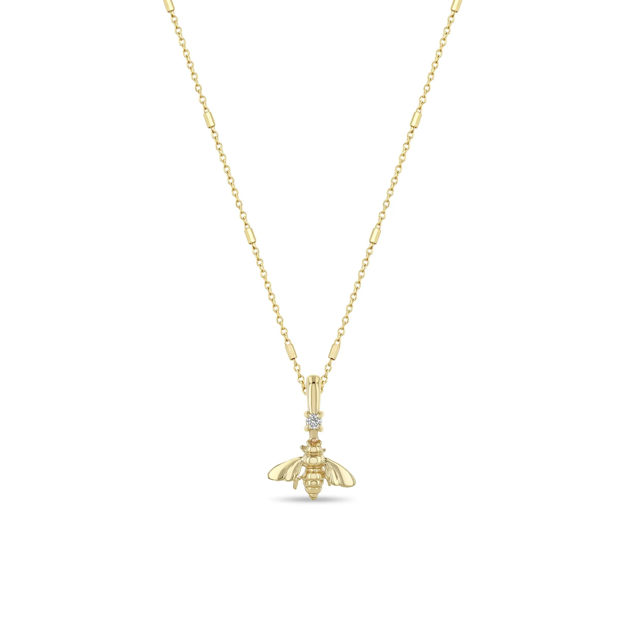 14k Gold Bee & Diamond Pendant Necklace