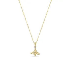 14k Gold Bee & Diamond Pendant Necklace