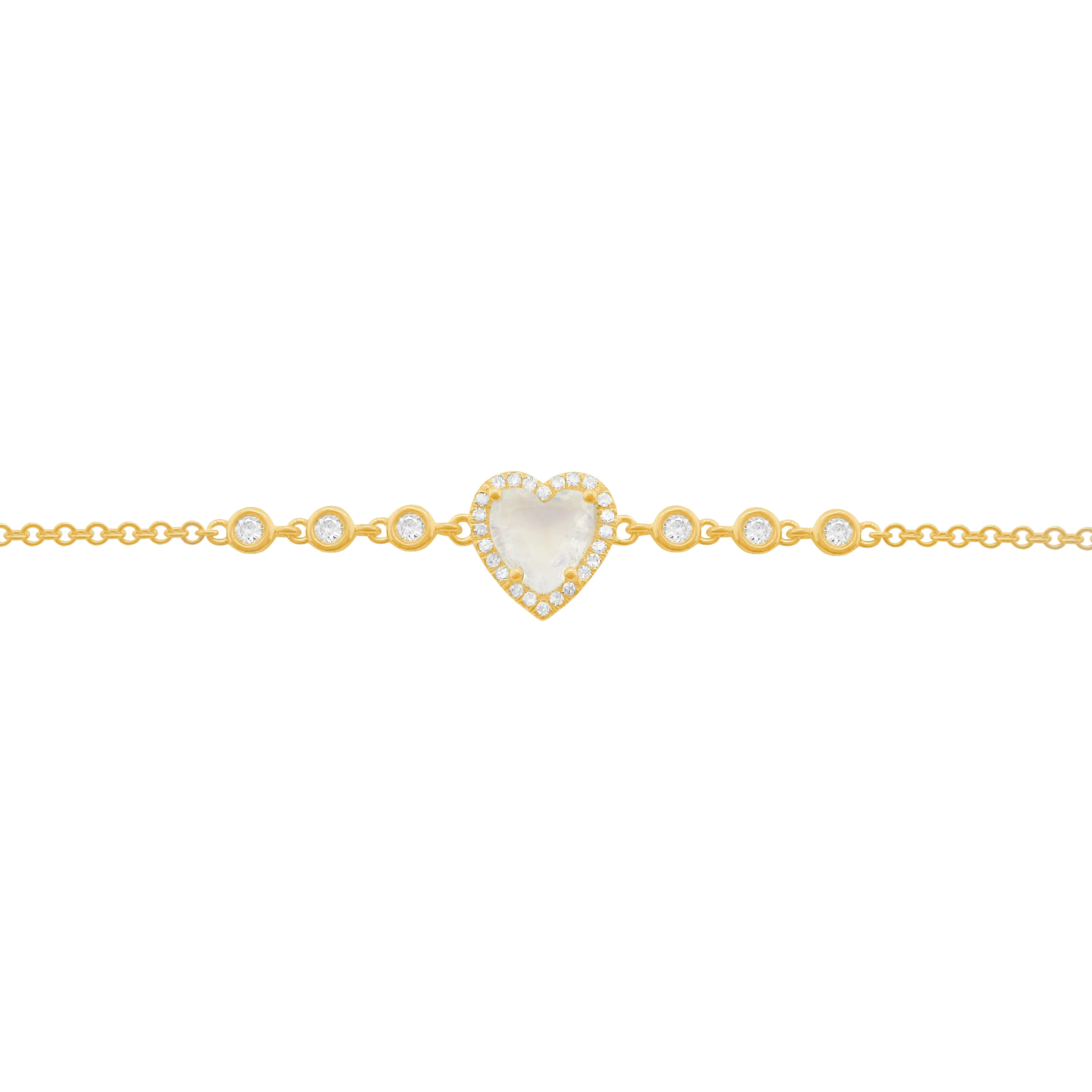 14K GOLD DIAMOND MOONSTONE NINA HEART BRACELET