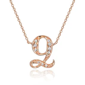 14K Rose Gold Armenian Initial Diamond Necklace