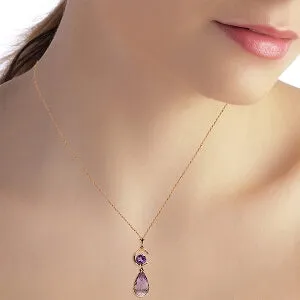 14K Solid Rose Gold Purple Amethyst Necklace Class Deluxe