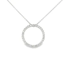 14K White Gold Round Diamond Open Circle Connecting Pendant