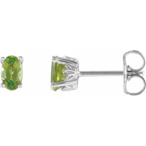 14K White Natural Peridot Earrings