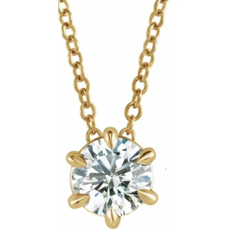 14K Yellow 1/2 CT Lab-Grown Diamond Solitaire 16-18" Necklace