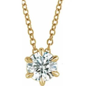 14K Yellow 1/2 CT Lab-Grown Diamond Solitaire 16-18" Necklace