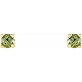 14K Yellow 2.5 mm Natural Peridot Stud Earrings with Friction Post