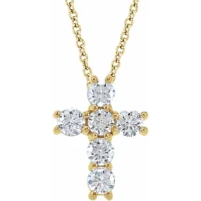 14K Yellow 3/4 CTW Natural Diamond Cross 18" Necklace