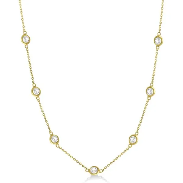 14k Yellow Gold 2.50Ct (10) Diamond By The Yard Necklace