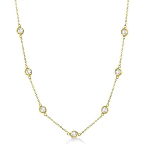 14k Yellow Gold 2.50Ct (10) Diamond By The Yard Necklace