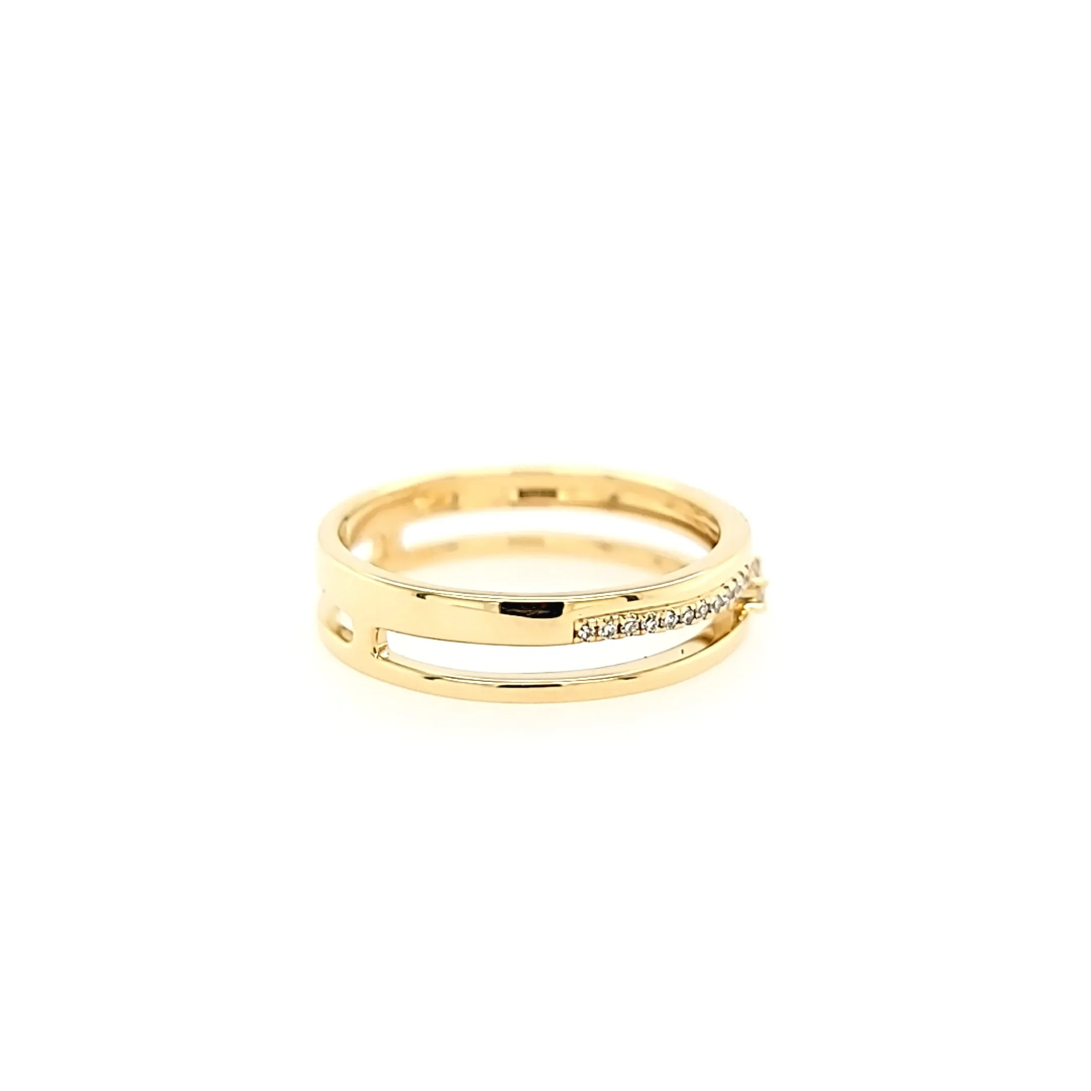 14k Yellow Gold Double Band Baguette Diamond Ring (I6663)