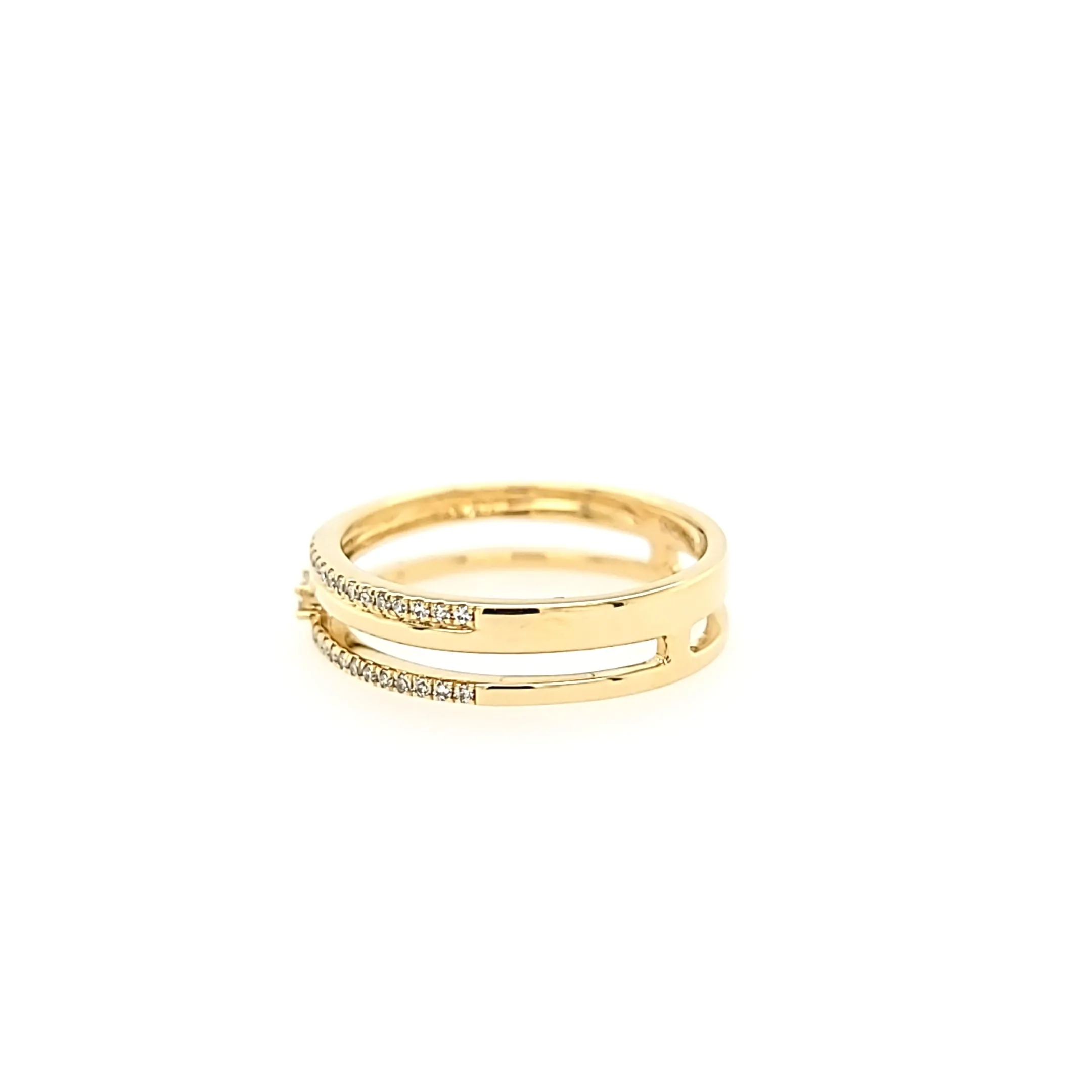 14k Yellow Gold Double Band Baguette Diamond Ring (I6663)