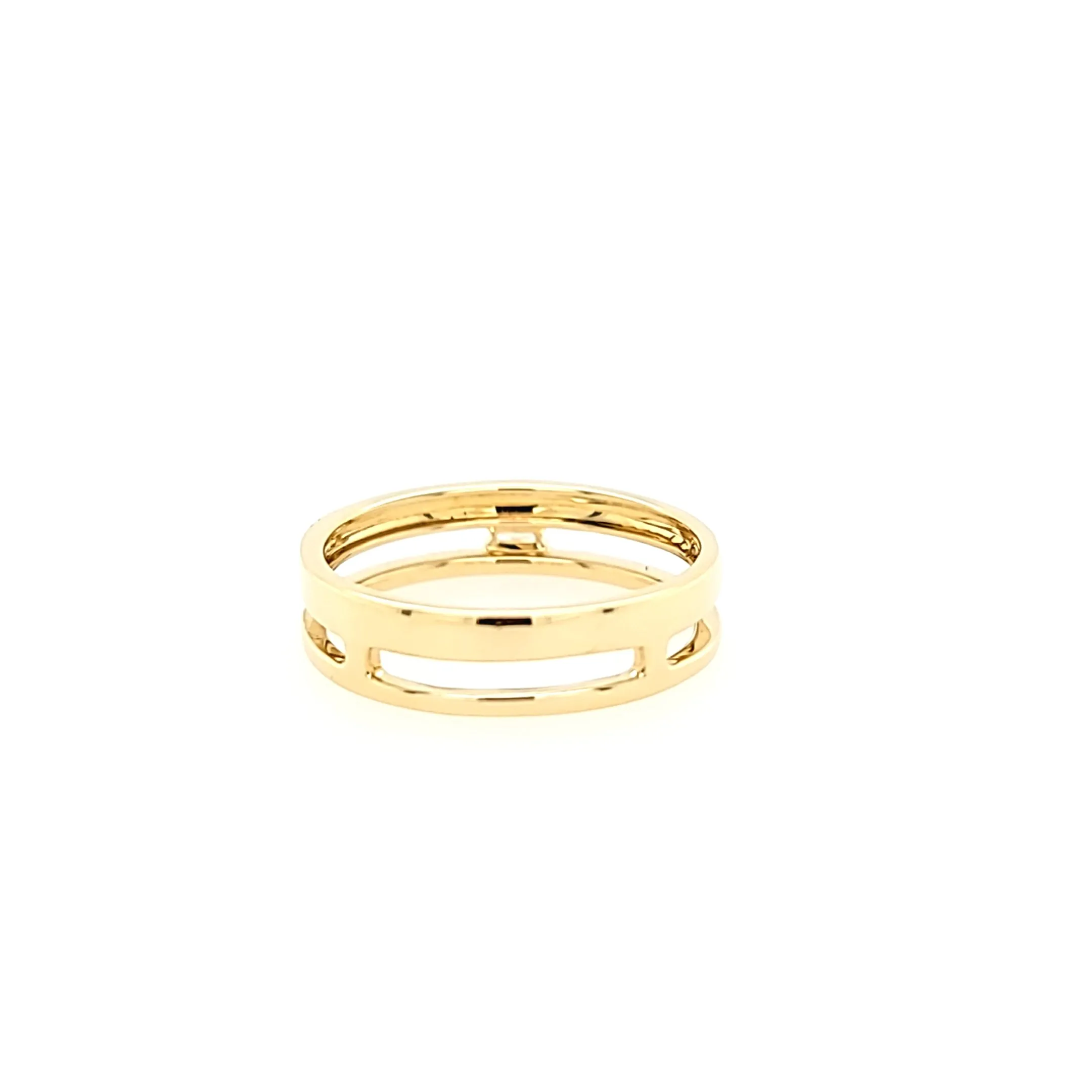 14k Yellow Gold Double Band Baguette Diamond Ring (I6663)