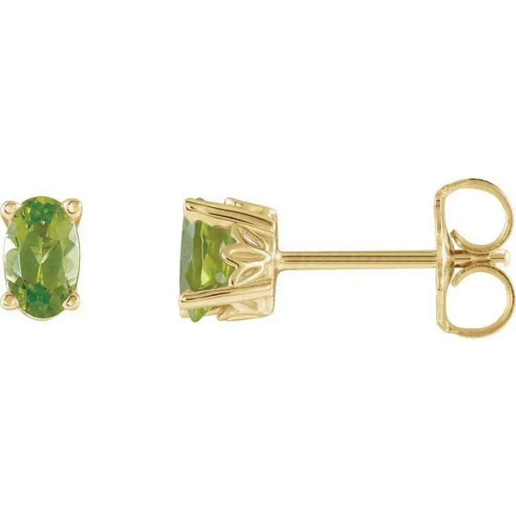 14K Yellow Natural Peridot Earrings