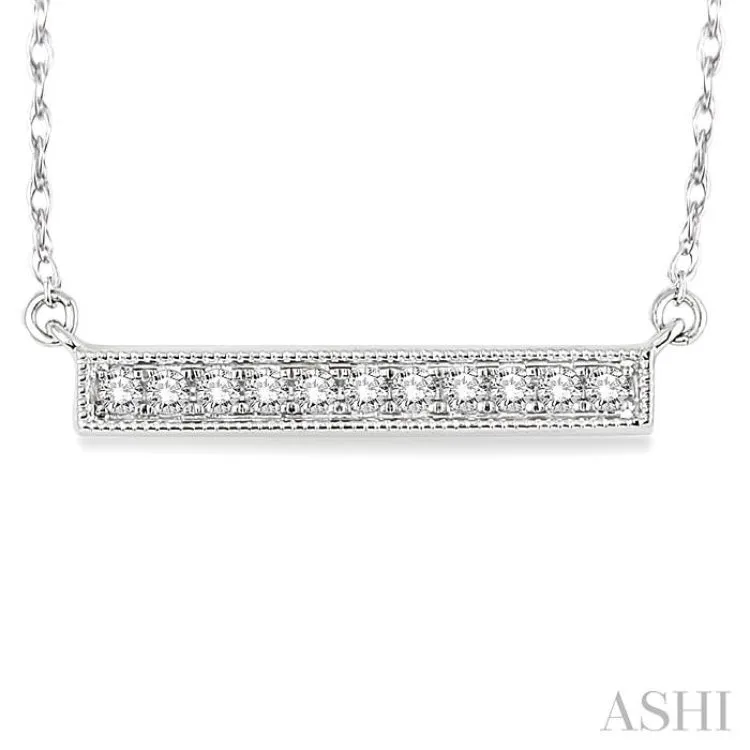 1/5 Ctw Round Cut Diamond Stick Pendant in 10K White Gold with Chain