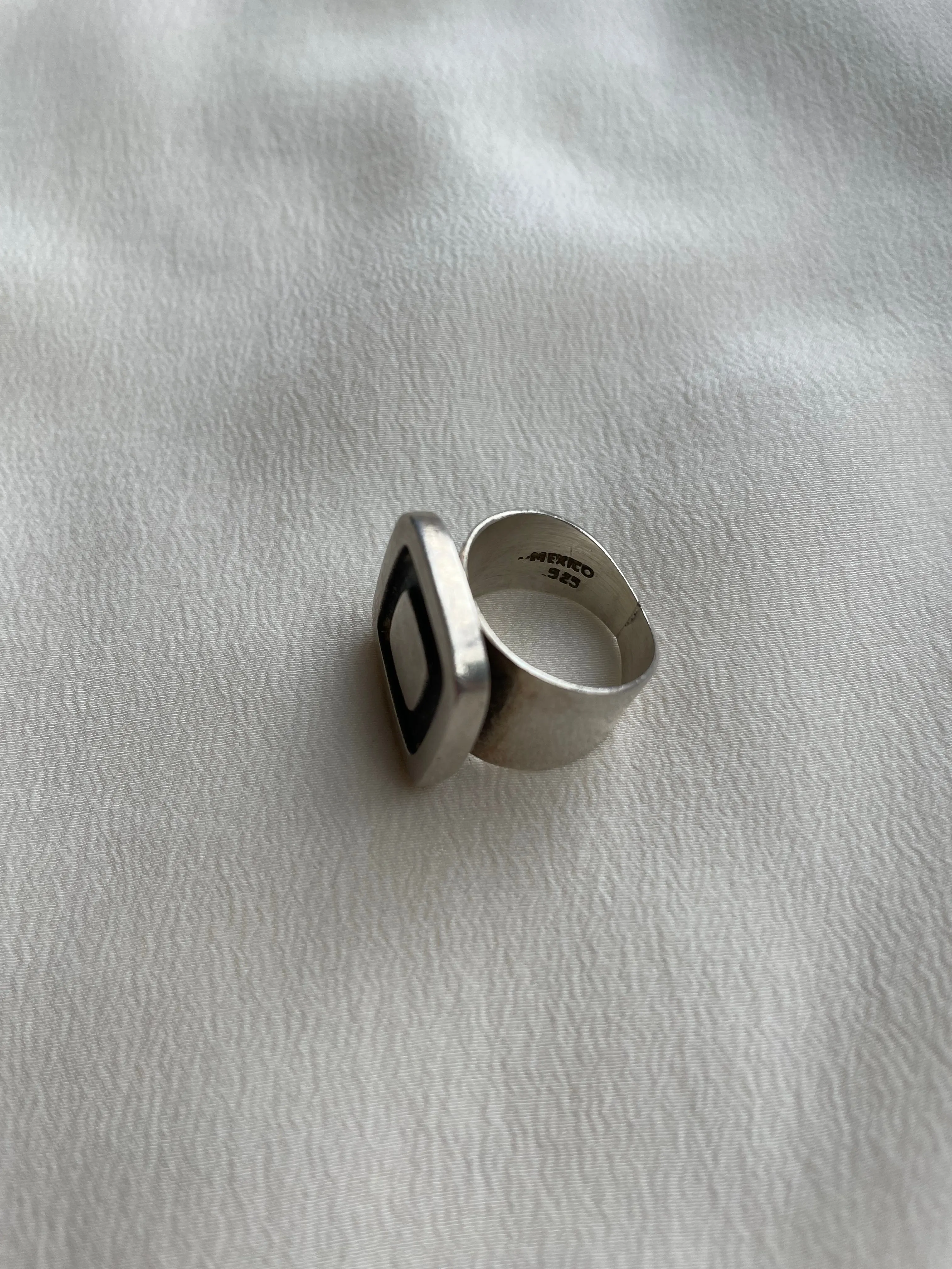 1960s Modernist Square Mexican Silver Ring R129