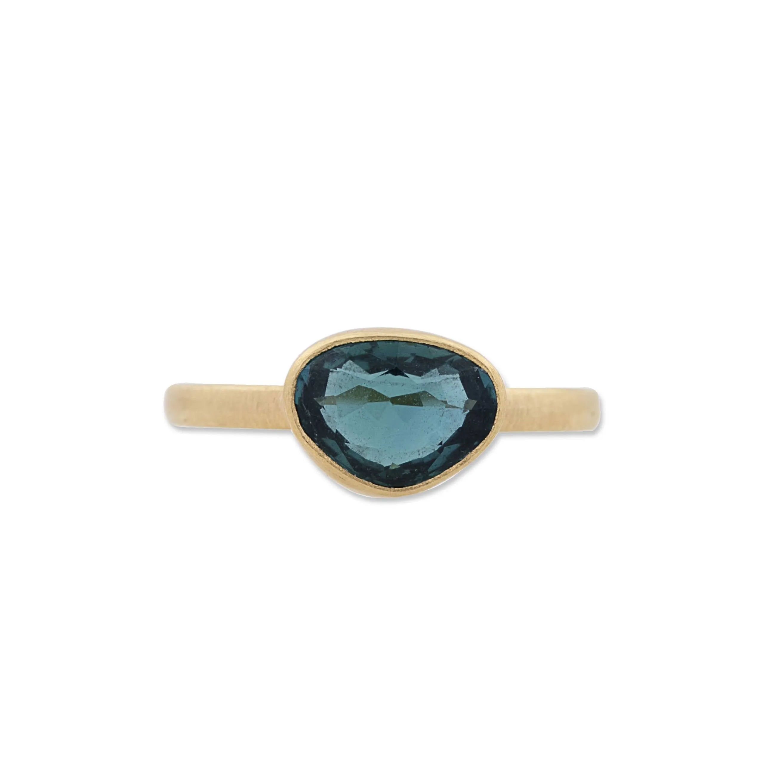 22K Yellow Gold "Love" Tourmaline Stacking Ring