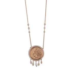 5 MARQUISE DIAMOND   GOLD COIN NECKLACE