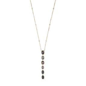 6 OVAL BLUE TOURMALINE DROP DIAMOND NECKLACE