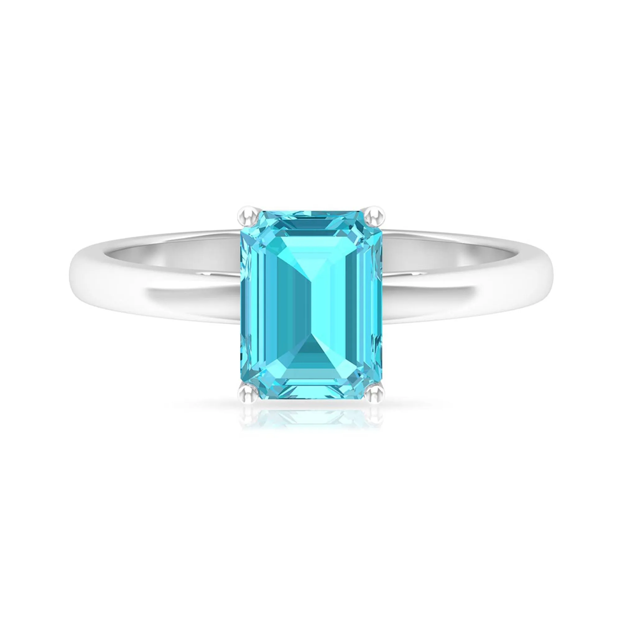 6X8 MM Octagon Cut Swiss Blue Topaz Solitaire Ring