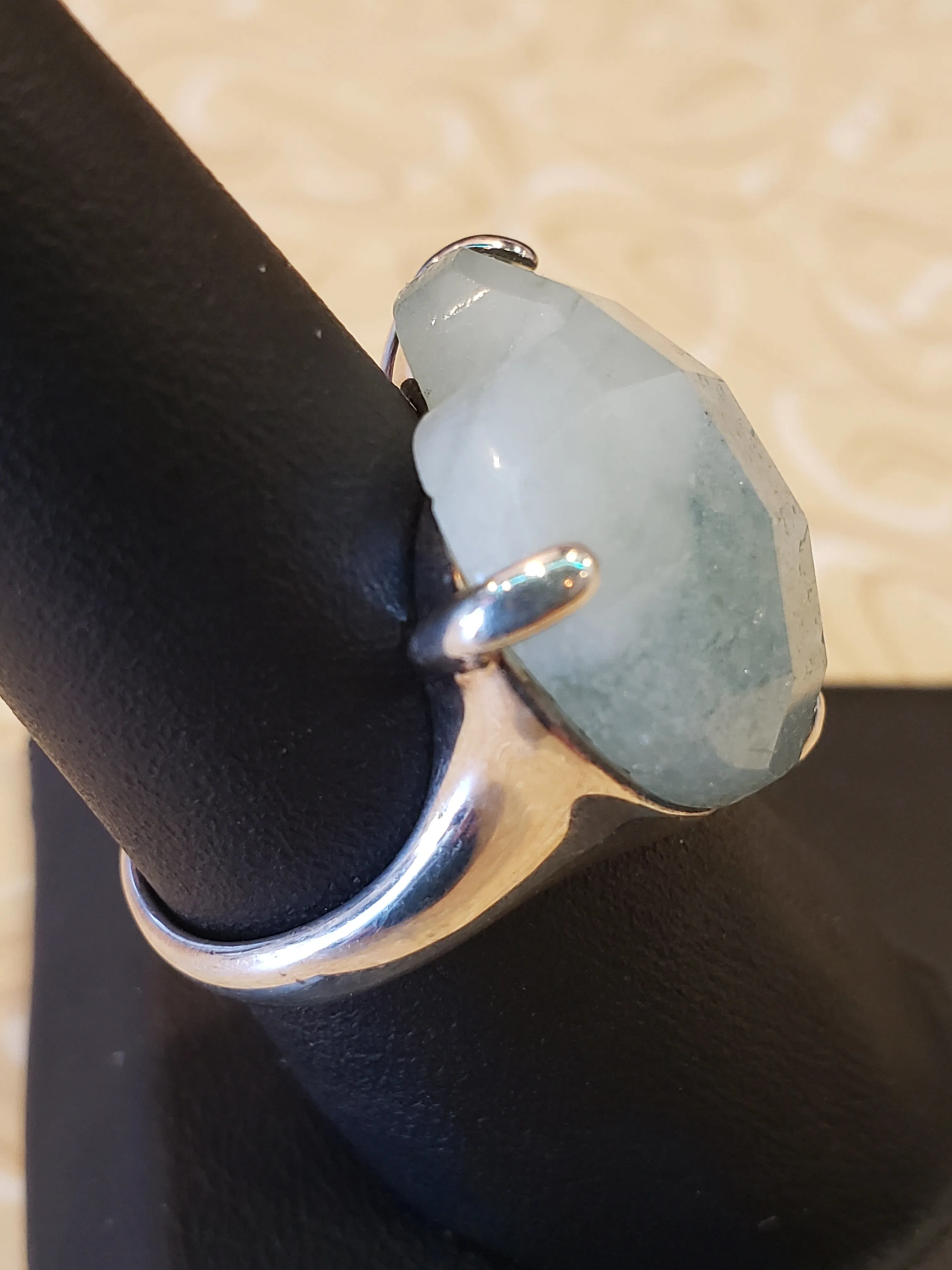 .925 ring heart shaped blue stone SIZE 7.5