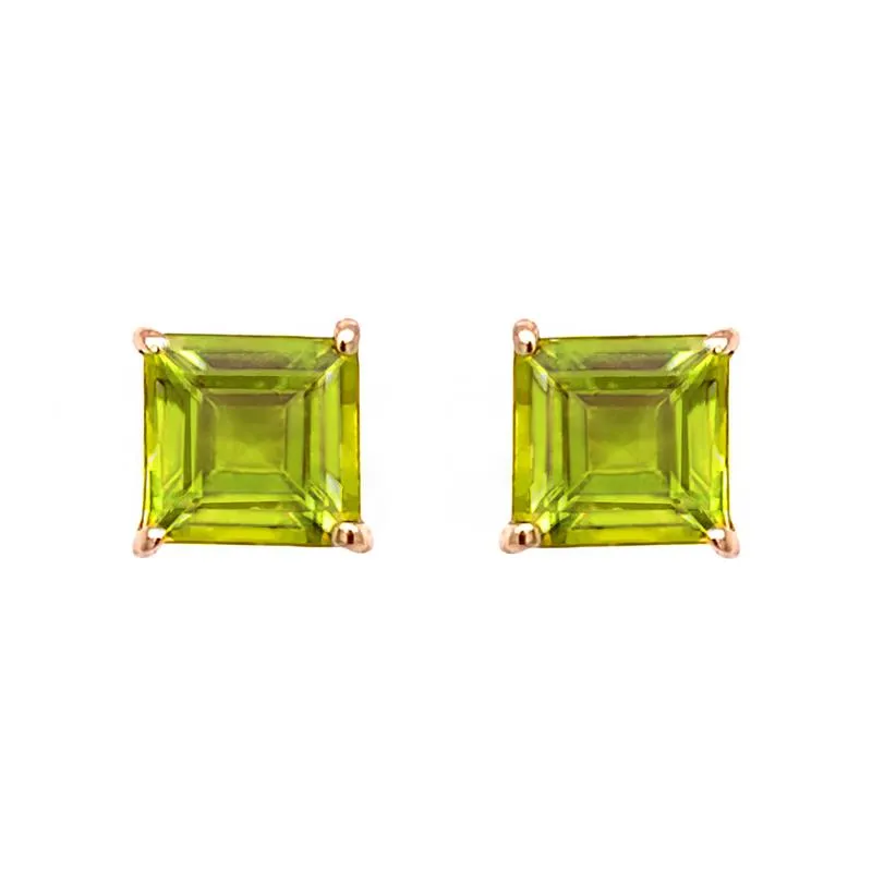 9K Yellow Gold Peridot Stud Earrings