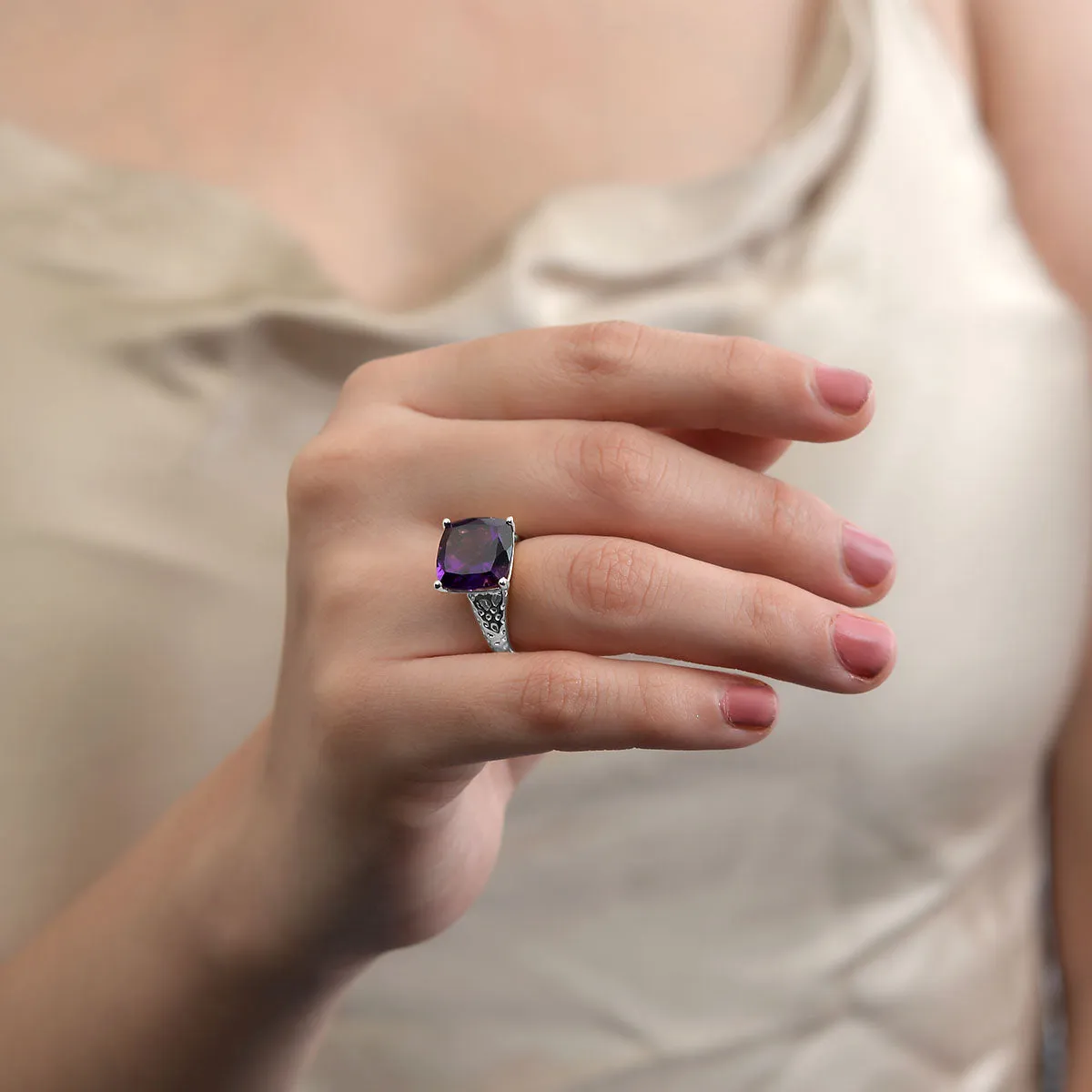 Allegro Amethyst Cocktail Solitaire Ring