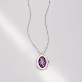 Aura Amethyst Silver Locket Necklace