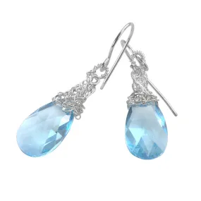 Baby blue Crystal Earrings, silver dangle Swarovski earrings