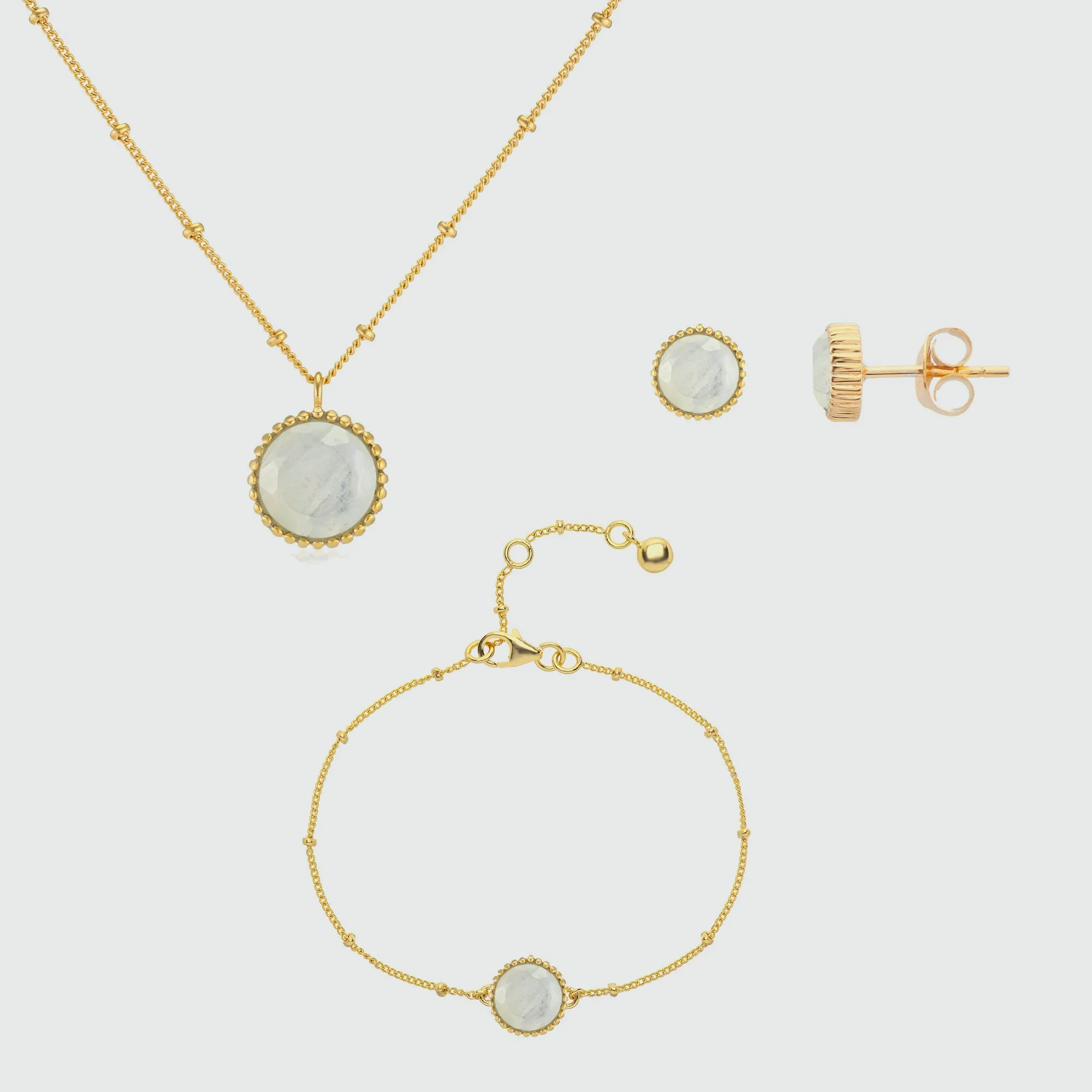 Barcelona June Birthstone Moonstone & Gold Vermeil Jewellery Set