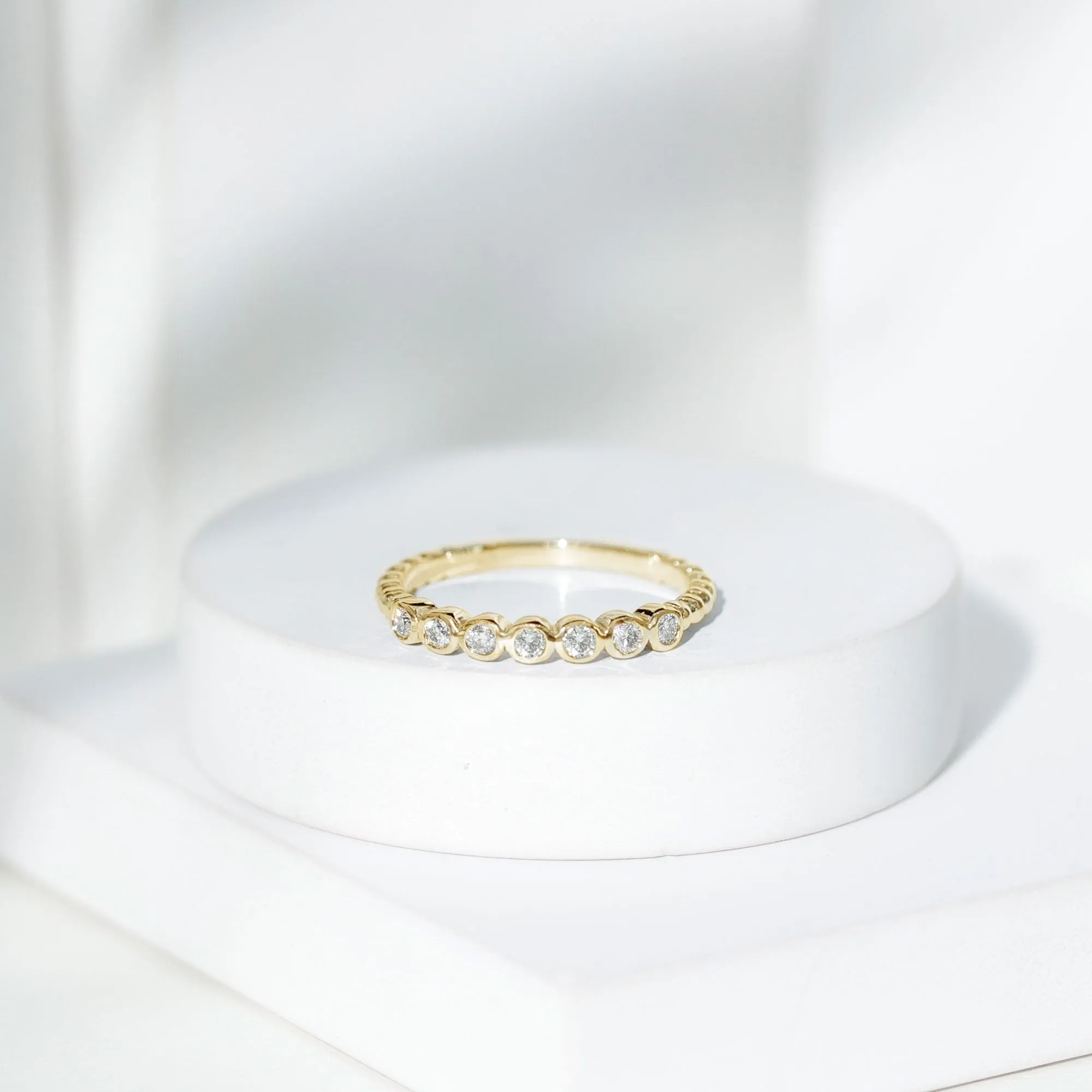 Bezel Set Round Diamond Half Eternity Ring