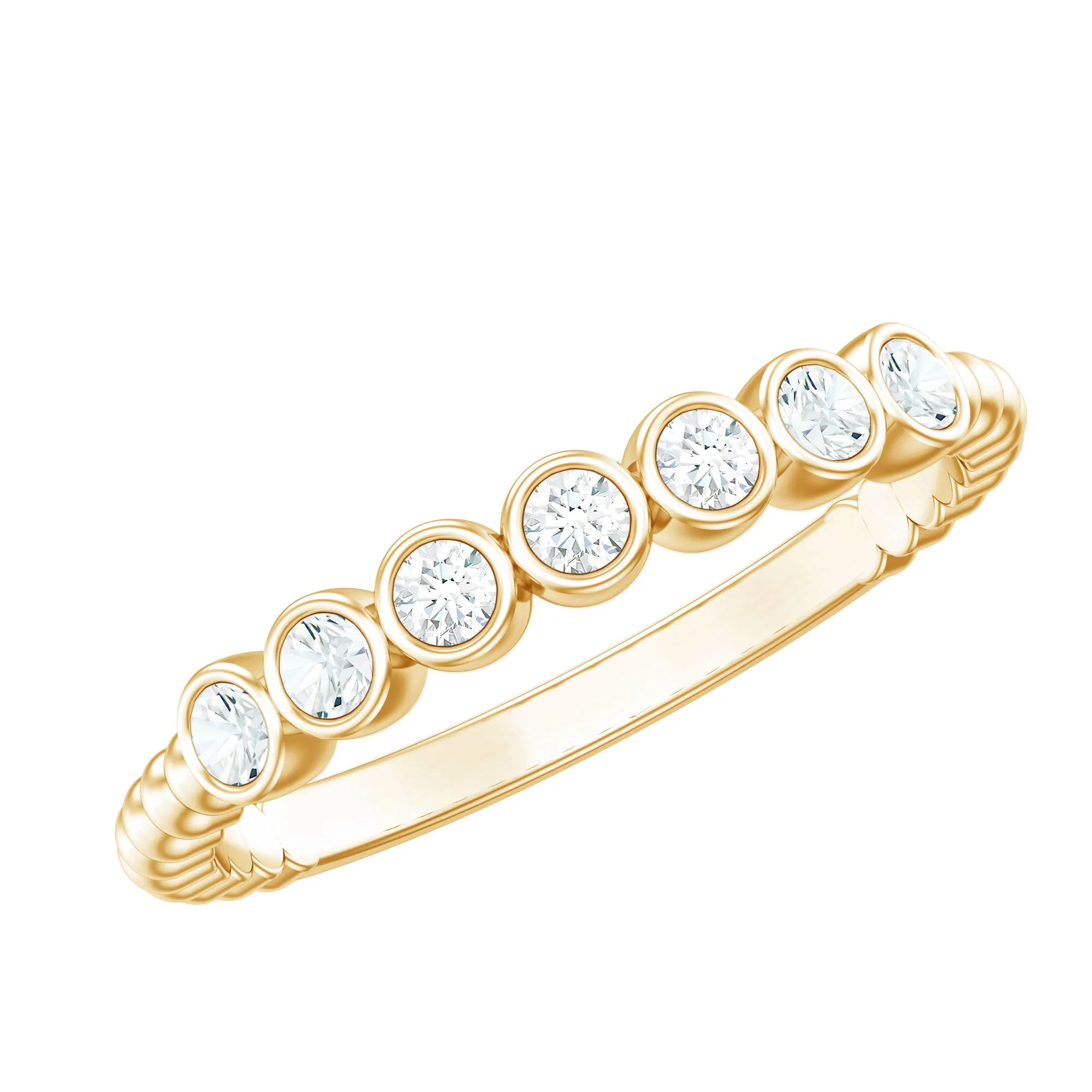 Bezel Set Round Diamond Half Eternity Ring