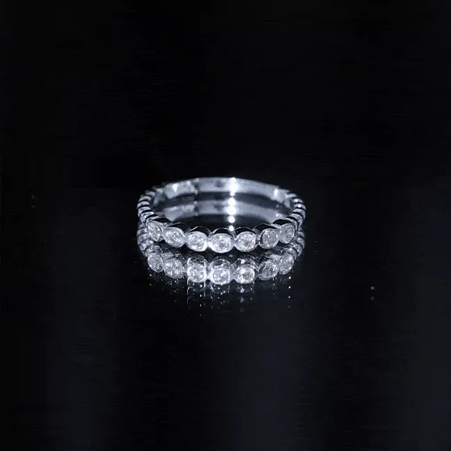 Bezel Set Round Diamond Half Eternity Ring