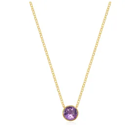 Birthstone Solitaire Necklace-February Amethyst