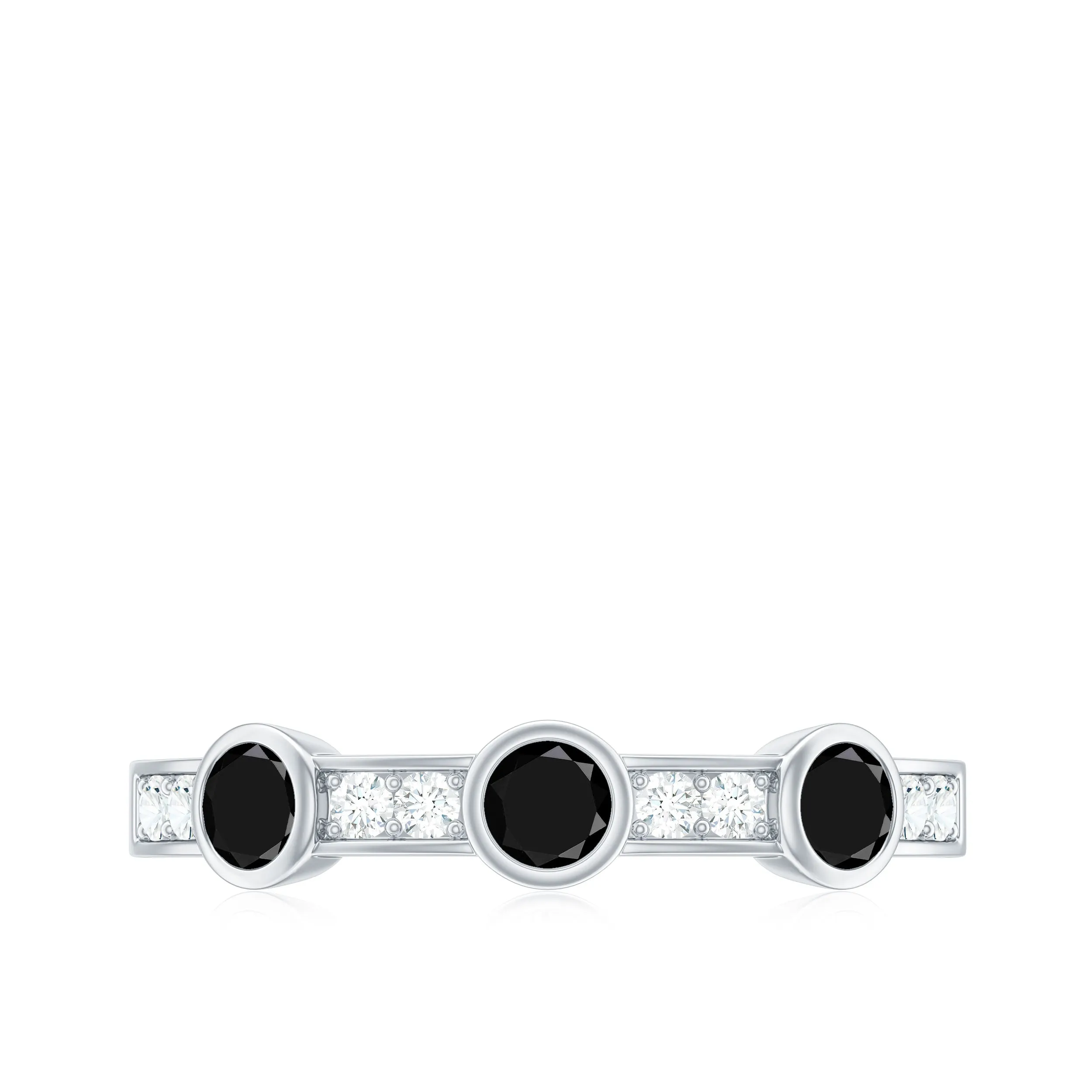 Black and White Diamond Minimal Half Eternity Band Ring