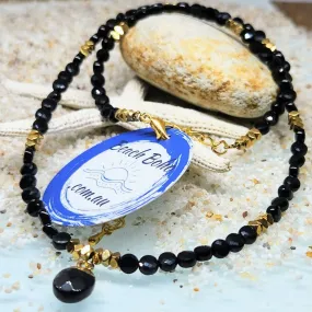 BLACK GOLD - ONYX HEMITITE CHARM NECKLACE