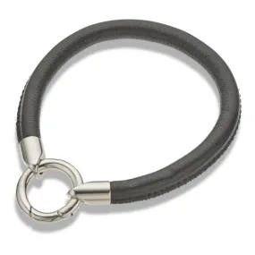 Black Leather Ring Clasp Bracelet 3743