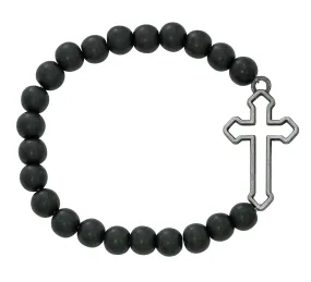 Black Matt Cross Stretch Bracelet